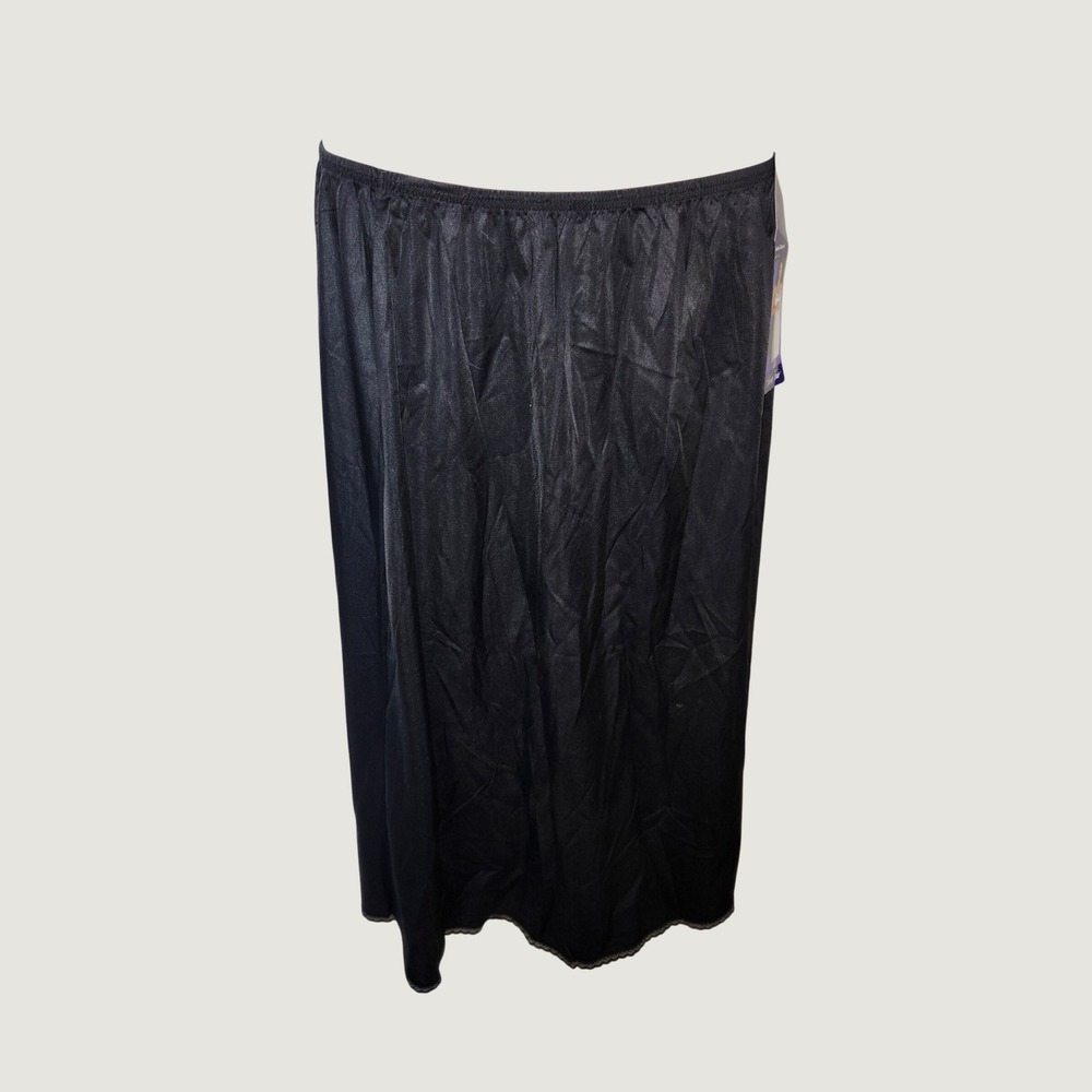 Vanity Fair New Satin Glance Black Petti Slip 11-811 Lace Trim Half Slip 2XL 28L
